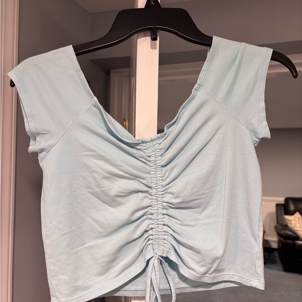 American Eagle Outfitters Light Blue Ruched Blouse